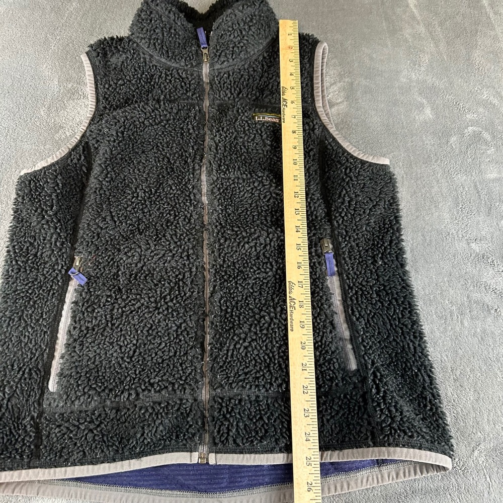 LL Bean Womens Black Sherpa Fleece Vest Full Zip 502430 Large Regular - Picture 4 of 8